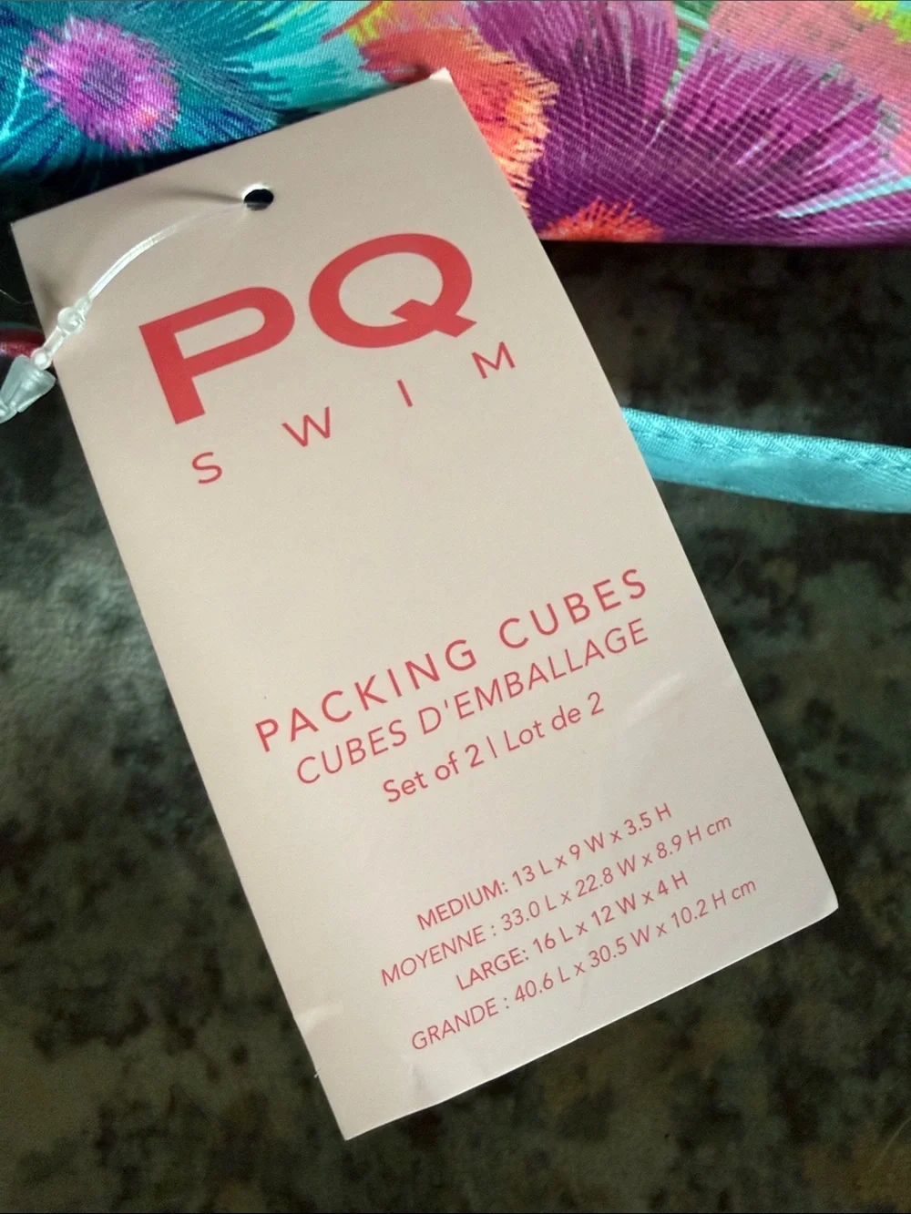 PQ Swim Floral Mesh Packing Cubes, Set of 2 - Turquoise, Pink, Green